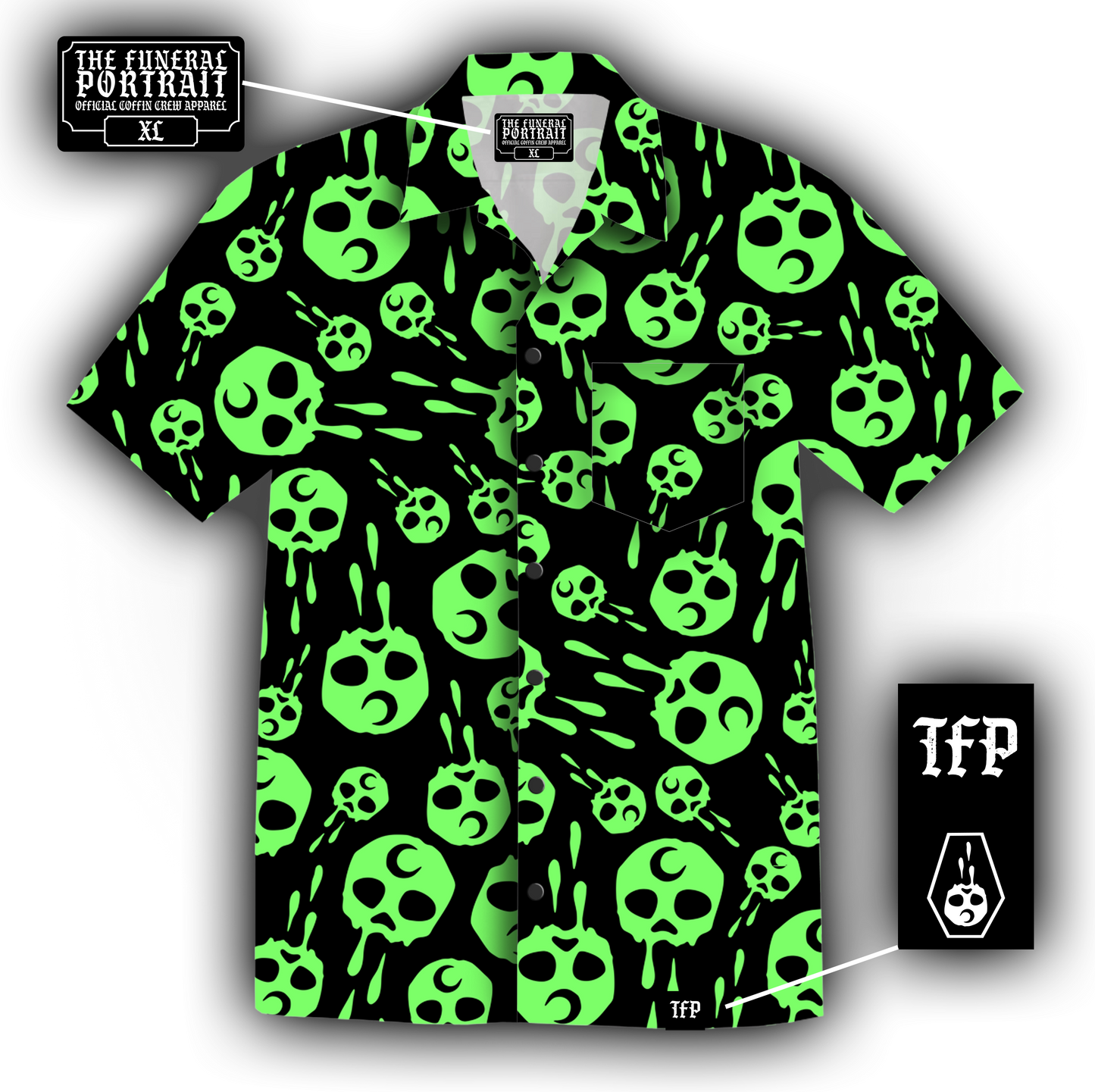 Dripping Skull Print Hawaiian Shirt
