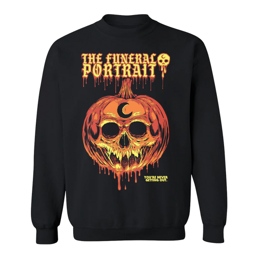 Dripping Pumpkin Skull Crew Neck Sweatshirt
