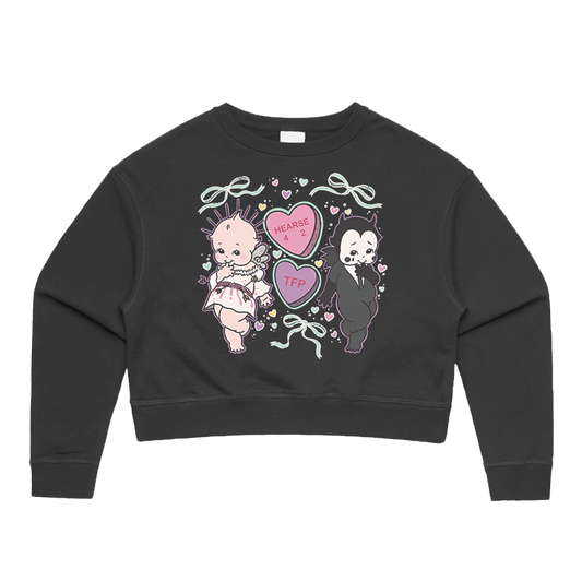 Hearse for Two Candy Hearts Cropped Crew Neck